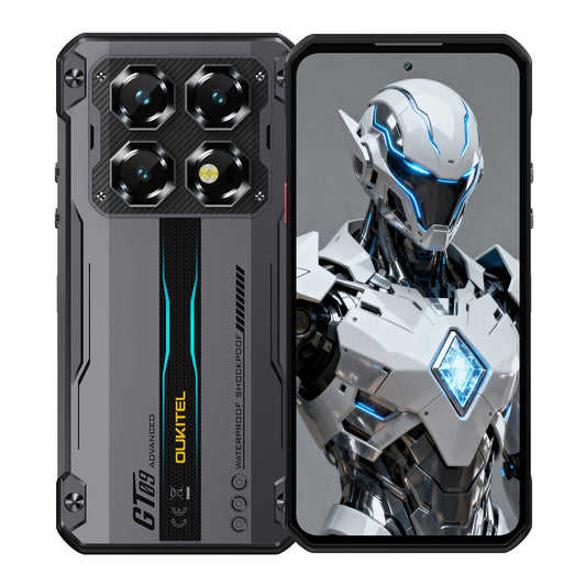 Oukitel WP60 graues 5G robustes Smartphone mit Android 15, 108-MP-Kamera und großem 10.000-mAh-Akku.