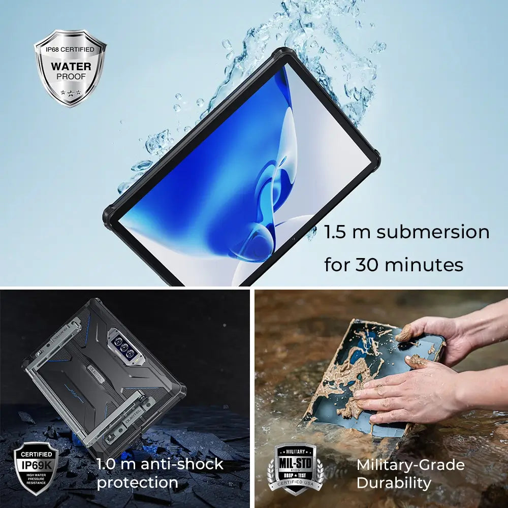 OUKITEL RT7 5G Outdoor Tablet - 32000mAh Akku Android 13 10,1 Zoll Tablet  mit SIM Karte, 24GB+256GB Rugged Tablet PCs, 5G LTE IP68 Wasserdicht Tablet  mit 48MP+32MP Kamera/5G-WiFi/GPS/OTG: Amazon.de: Computer & Zubehör