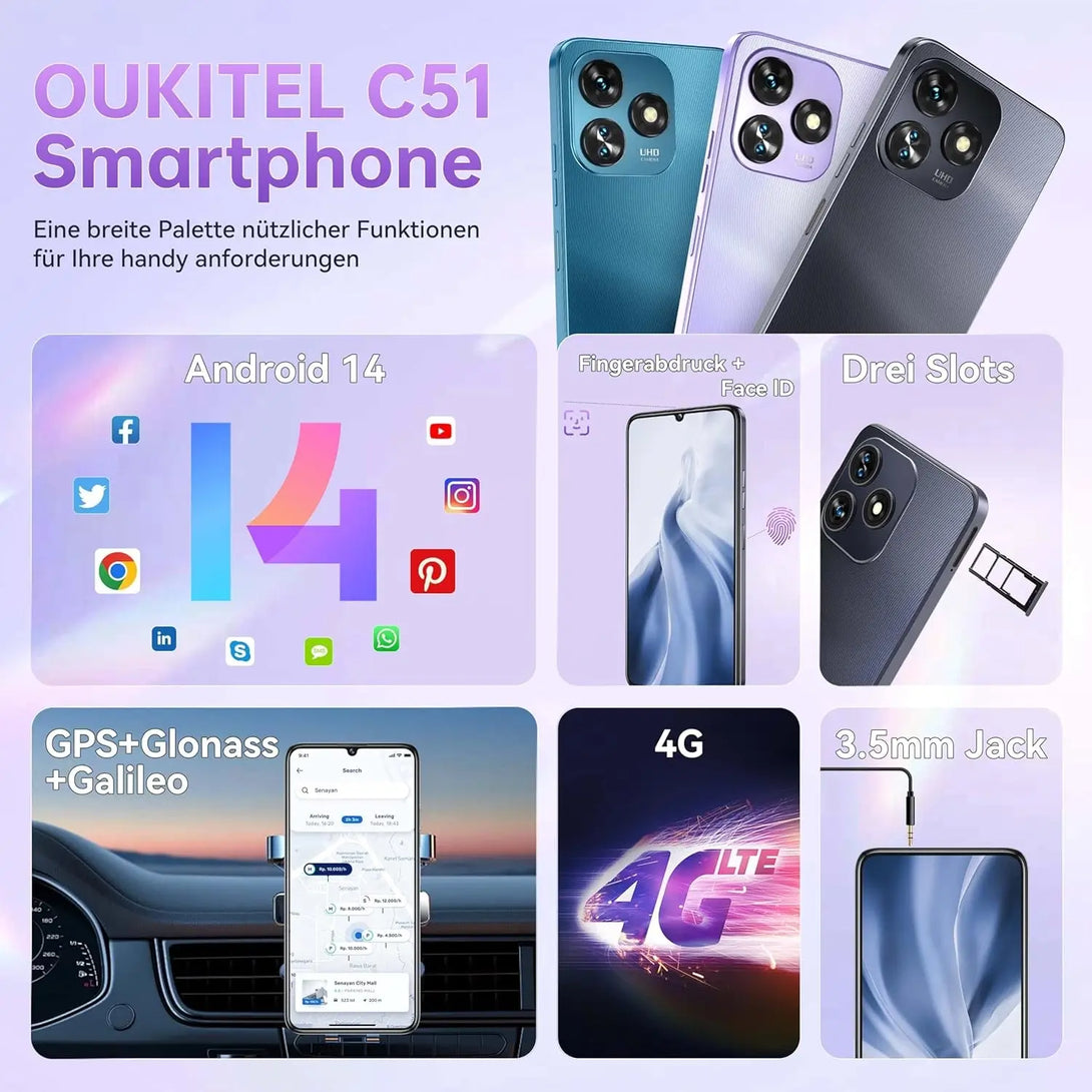 Oukitel C51 5150mAh Akku 9mm Ultra-dünnes Gehäuse SmartPhone(18GB+128GB) Oukitel C51 5150mAh Akku 9mm Ultra-dünnes Gehäuse SmartPhone(18GB+128GB)