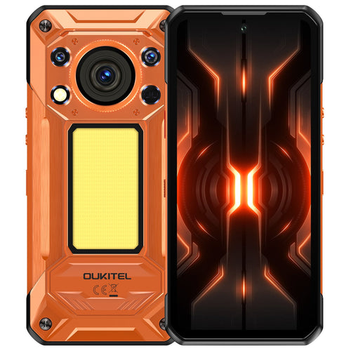 OUKITEL WP500 rugged smartphone with 10000mAh battery, 108MP AI camera, MediaTek Dimensity 8300 processor, 120Hz FHD+ display, Android 16, camping light and privacy kill switch