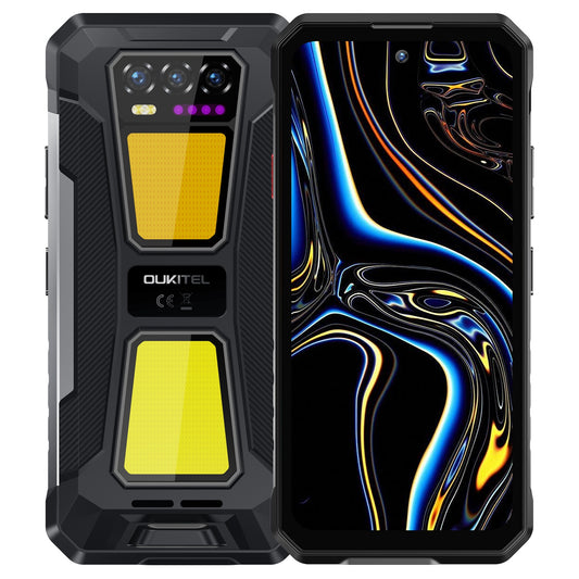 Oukitel WP58 Pro 5G robustes Smartphone in Schwarz – 6,7-Zoll-Display, 10.000-mAh-Akku, 64-MP-Kamera, NFC, Android 15.
